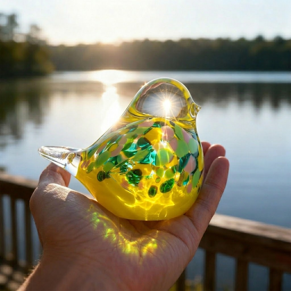 Hand Blown Glass Bird Ornament – Elegant Handmade Home Decor