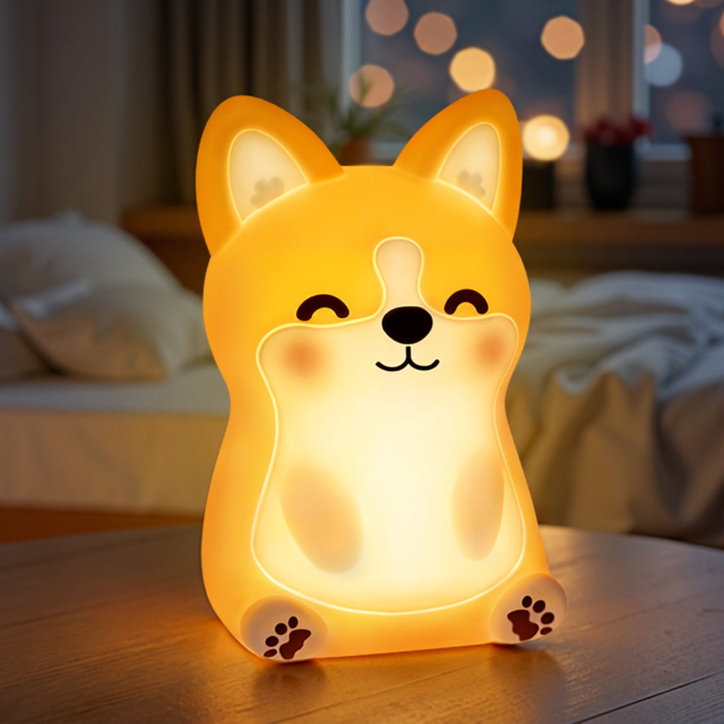 Satsus® Corgi Puppy Adorable Squishy Silicone  LED Night Light - Perfect Gift for Kids and Girls