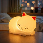 Satsus® Squishy Silicone Napping Cat LED Night Light - Perfect Gift for Kids and Girls